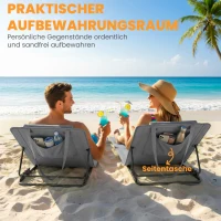 Outsunny 2er Set Strandmatte mit Verstellbarer Rückenlehne klappbar leicht Strandliege mit Kopfkissen Aufbewahrungstasche(m-7)