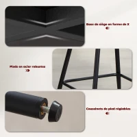 HOMCOM Lot de 2 tabourets de bar, chaises de bar avec repose-pieds et dossier, tissu en chenille, hauteur d'assise 68 cm, beige(m-6)