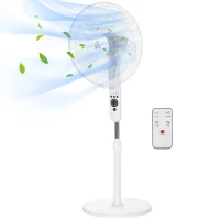 HOMCOM 18" Pedestal Fan with Sleep Mode, Oscillating Standing Fan with 3 Modes, Remote Control, Adjustable Height, White(m-11)