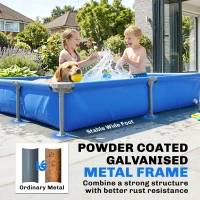Outsunny Metal Frame Swimming Pool, Rectangular Above Ground Frame Pool with Repair Patch, 229 x 160 x 43 cm, Blue(m-4)
