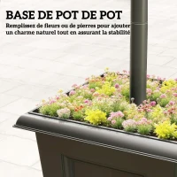 Outsunny Lampadaire solaire extérieur avec jardinière, lampadaire sur pied étanche, hauteur 160cm, pour jardin, cour, allée, noir(m-7)