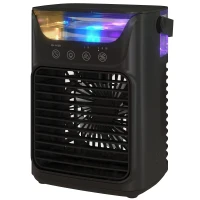 HOMCOM Air Cooler with Adjustable Head, Portable Air Conditioner with 3 Wind Speed, 2 Cool Mist, RGB Light, Black(m-11)