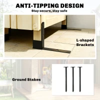 Outsunny Wysoki drewniany schowek na narzędzia z regulowanymi półkami, magnetycznymi drzwiami, galwanizowanym dachem i wentylacją(m-7)