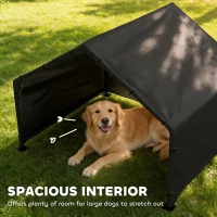 PawHut Buda dla psa z wodoodpornym i UV odpornym dachem dla psów do 30 kg, 125 x 110 x 93 cm, czarna(m-7)