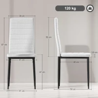 HOMCOM Conjunto de 6 Cadeiras de Sala de Jantar Estofadas em Linho com Pernas em Metal Cadeiras Modernas para Cozinha Quarto Suporta até 120 kg 41x50x97 cm Branco(m-3)