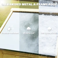 Outsunny Wysoki drewniany schowek na narzędzia z regulowanymi półkami, magnetycznymi drzwiami, galwanizowanym dachem i wentylacją(m-6)