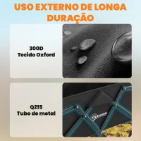 Outsunny Carrinho de Jardim Dobrável com Rodas Bloqueáveis Cabo Ajustável Porta-Copos Carga 80 kg para Camping 85x50x99 cm Preto(m-11)