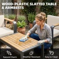 Outsunny 3 Pieces Garden Furniture Set with L-Shaped Sofa, Armchair and Coffee Table, Aluminium Garden Corner Sofa Set(m-8)