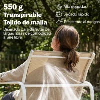 Outsunny Conjunto Jardín Exterior de 4 Piezas con Sofá de 2 Plazas 2 Sillones Mesa de Vidrio Templado Tela Textilene Caqui(m-5)