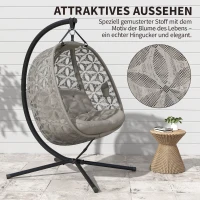 Outsunny Hangstoel met Frame voor 2 Personen, Opvouwbare Hangmand met Dikke Kussens, Bekerhouders en Veiligheidsriem(m-4)