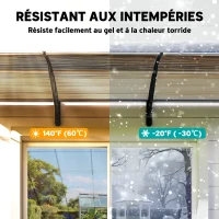 Outsunny Auvent de porte toit marquise en polycarbonate auvent de porte d'entrée bord en aluminium contre la pluie et UV(m-6)