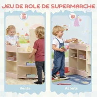 AIYAPLAY Supermarché pour enfant, marchande en bois, caisse enregistreuse, distributeur et accessoires, 90,7x60x73,8cm, vert(m-4)