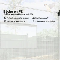 Outsunny Serre de jardin tunnel 2 x 3m, 6m² avec porte enroulable, 4 fenêtres, - Acier galvanisé PE Haute densité Blanc(m-4)