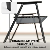 Outsunny Folding Garden Chairs Set of 2, Outdoor Dining Chairs with Wide Texteline Seat, High Back and Armrests, Light Grey(m-9)