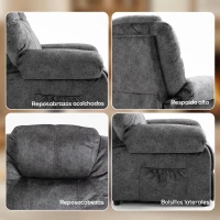 HOMCOM Sillón Relax Reclinable Manual Sillón Relax de Terciopelo con Reposabrazos Reposapiés Acolchado Grueso Negro(m-6)