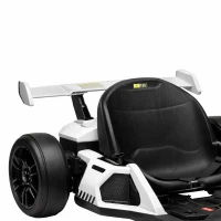 HOMCOM 24V Electric Go Kart for Kids with Adjustable Seat for 6-12 Years, White(m-11)