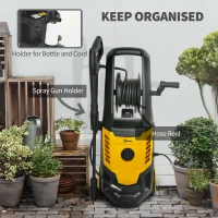 Outsunny 2200W High Pressure Washer, 170 Bar Pressure Washer with Adjustable Nozzle and 6M Hose, 33 x 31.5 x 80.5 cm, Yellow(m-7)