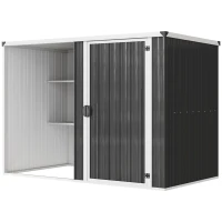 Outsunny Capanno da Giardino in Acciaio Zincato, Porta Bloccabile, 231 x 125 x 162 cm, Grigio(m-10)
