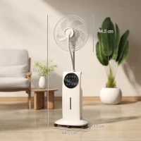 HOMCOM 16" Pedestal Fan with Water Mist Spray Humidifying Misting Fan, White(m-3)