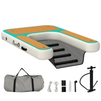 PawHut Rampă gonflabilă pentru câini Rampă pentru piscină 151x102 cm Barcă portabilă pentru câini cu suprafață EVA antiderapantă Portocaliu(m-1)