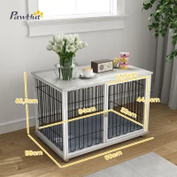 PawHut Cage pour chien caisse pour chien avec coussin pieds réglables pour chiens moyens jusqu'à 20 kg 90 x 58 x 62,5 cm gris(m-3)