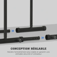 SPORTNOW Dips Barre Parallèle Station de Musculation en Acier, Hauteur et Espacement Réglables, 90-102x65x80-90cm, Noir(m-5)