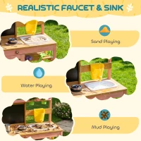 AIYAPLAY Kids Mud Kitchen with Canopy, Outdoor Wooden Play Kitchen with Planter Box, Accessories for Age 3-6, Pink(m-4)