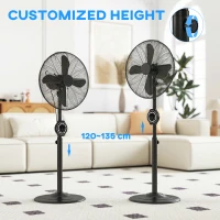 HOMCOM 41 cm Metal Pedestal Fan with Oscillating, Adjustable Height Black(m-5)