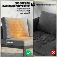 Outsunny 6 Seater Metal Garden Furniture Corner Sofa Set with 3 Loveseats, Faux Wood Table, Texteline Seat, Cushions, Dark Grey(m-5)