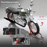 HOMCOM Support pour moto, béquille avant pour moto avec goupille réglable et adaptateurs pour bras oscillant, rouge(m-4)