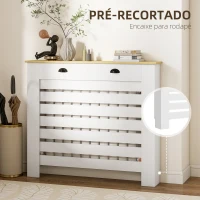 HOMCOM Cobertura para Radiador com Gavetas Cobertura para Radiador de MDF para Sala de Estar Dormitório Corredor 111x19x95,5 cm Branco(m-4)