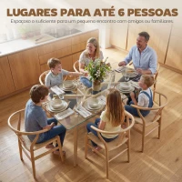 HOMCOM Mesa de Jantar Retangular Moderna para 6 Pessoas Superfície de Vidro Temperado 150x75x76 cm Transparente(m-4)