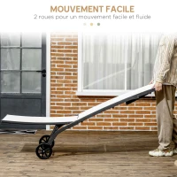 Outsunny Lot de 2 bains de soleil en aluminium et textilène avec roulettes dossier inclinable charge max. 150 Kg crème(m-6)