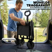 Outsunny Bollerwagen 60L Faltbarer Handwagen Gartenwagen Transportwagen mit Teleskop Griff Heckklappe Getränkehalter(m-4)