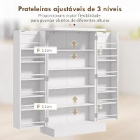 HOMCOM Armário de Cozinha Armário Despensa Cozinha com 2 Portas 16 Prateleiras Aparador Moderno 60x30x104 cm Branco(m-6)