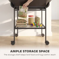 PawHut Parc de jeux pour oiseaux avec roulettes, échelles, balançoire, protège-graines, plateau, mangeoires, perchoirs 63x63x163 cm(m-4)