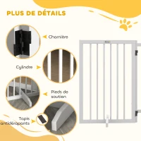 PawHut Barrière de sécurité modulable pliable pour animaux de compagnie avec pied de support, bois massif, 206 x 35,5 x 76 cm(m-7)