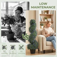 HOMCOM Artificial Lavender Topiary Tree Set of 2, UV Resistant Fake Plants in Pot for Indoor Outdoor Decor, 90 cm, Purple(m-5)