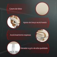 HOMCOM Cadeira Gamer Reclinável com Altura Ajustável Apoio para Pés Retrátil Suporte Lombar e Almofada de Cabeça Removível Creme(m-7)