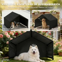 PawHut Hundehütte Hundehaus mit wasser- und UV-beständiger Überdachung, für Hunde bis 30 kg 125 x 110 x 93 cm Schwarz(m-8)