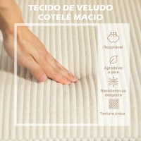 HOMCOM Sofá Chaise Longue de 3 Lugares em L Estofado em Veludo Assento e Encosto Almofadados 214x134x87 cm Bege(m-6)