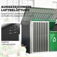 Outsunny Mülltonnenbox für 2 Mülltonnen aus verzinktem Stahl Müllbox mit Klappdeckel Gasdruckfeder Doppeltür Belüftungsöffnungen(m-6)