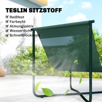 Outsunny Gartenstuhl Gartensessel mit Kissen Atmungsaktiver Sling-Sitz Stahlrahmen für Garten Terrasse 76 x 92 x 76 cm Dunkelgrün(m-6)