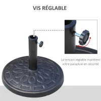 Outsunny Pied de parasol, socle parasol extérieur en résine 12 kg, pour mât de Ø 38/48 mm, Ø 44 x 34H cm, bronze(m-5)