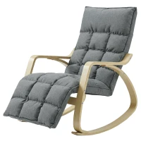 HOMCOM Fotoliu balansoar cu suport pentru picioare reglabil, fotoliu relax tapițat, gri(m-6)