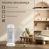 HOMCOM Aquecedor Elétrico de Baixo Consumo 2000W PTC com 4 Modos Termóstato Regulável Oscilação de 55°  20x20x49 cm Branco(m-7)