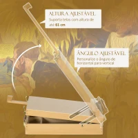 Vinsetto Cavalete de Mesa Ajustável em Madeira de Faia com 5 Compartimentos Prancha de Desenho e Esboços Dobrável 27x41,5x42,5-74,5 cm Madeira(m-5)