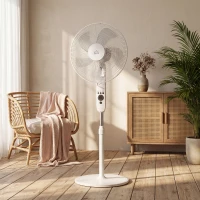HOMCOM 18" Pedestal Fan with Sleep Mode, Oscillating Standing Fan with 3 Modes, Remote Control, Adjustable Height, White(m-8)