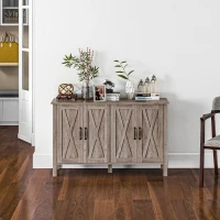 HOMCOM Mobiletto Multiuso stile Rustico con 4 Ripiani Portaoggetti Regolabili, in Legno, 120x37x75 cm, Grigio(m-9)