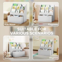 AIYAPLAY Bookcase for Kids with Shelves, Drawer, Bookcase for Bedroom, Playroom, Grey(m-7)